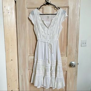 White cotton Embroidered Free People mini dress.